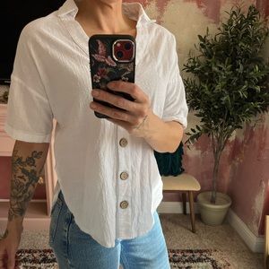 Colorfo White Button Down NWOT